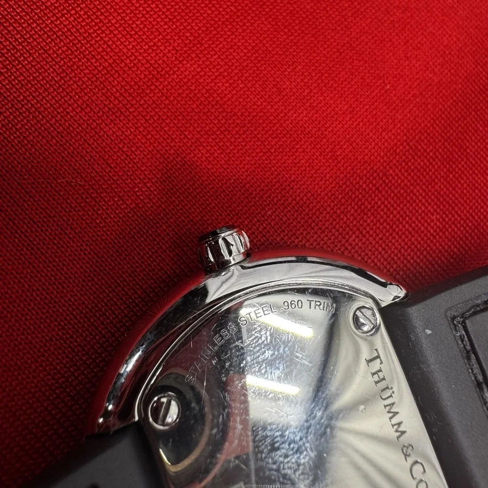 Thumm & Co Abbey Silver Tone Watch With Black Band UNTESTED‎ Battery?